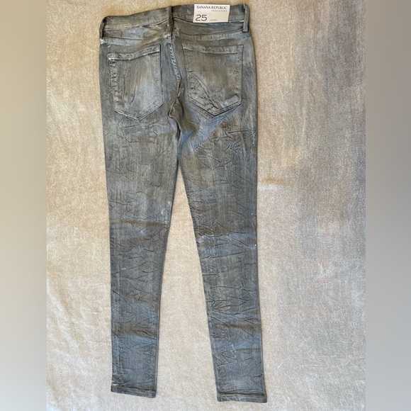 Banana Republic Paint Washed Distressed Gray Skinny Jeans Sz25 Grunge Biker Core - Picture 6 of 7